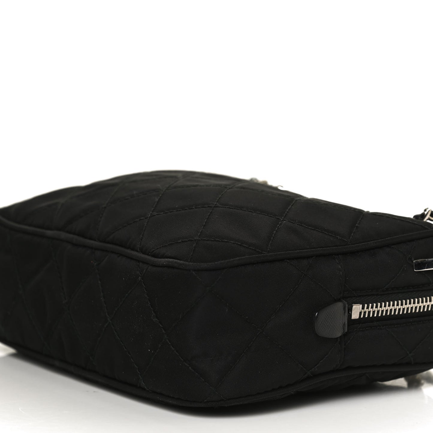 Nylon Tessuto Impuntu Quilted Bandoliera Crossbody Bag Black