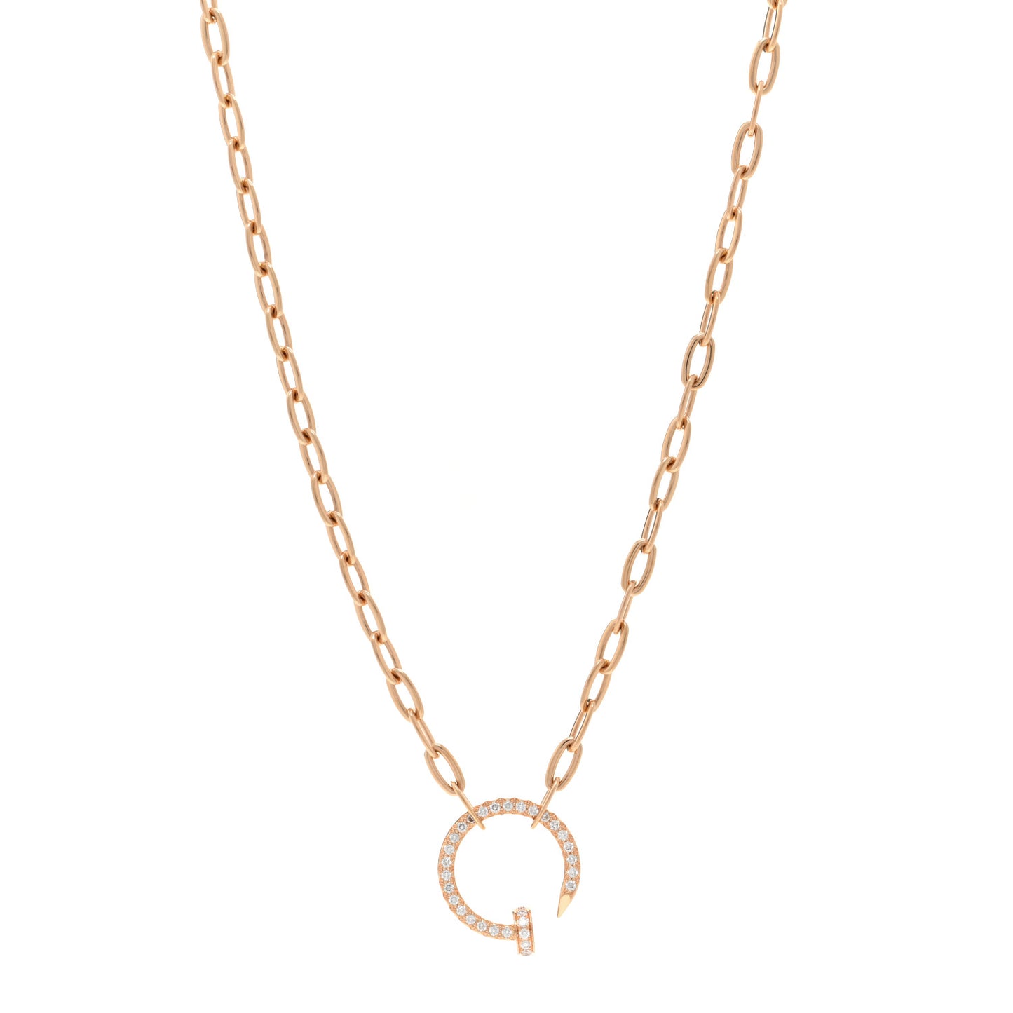18K Pink Gold Diamond Juste Un Clou Chain Necklace