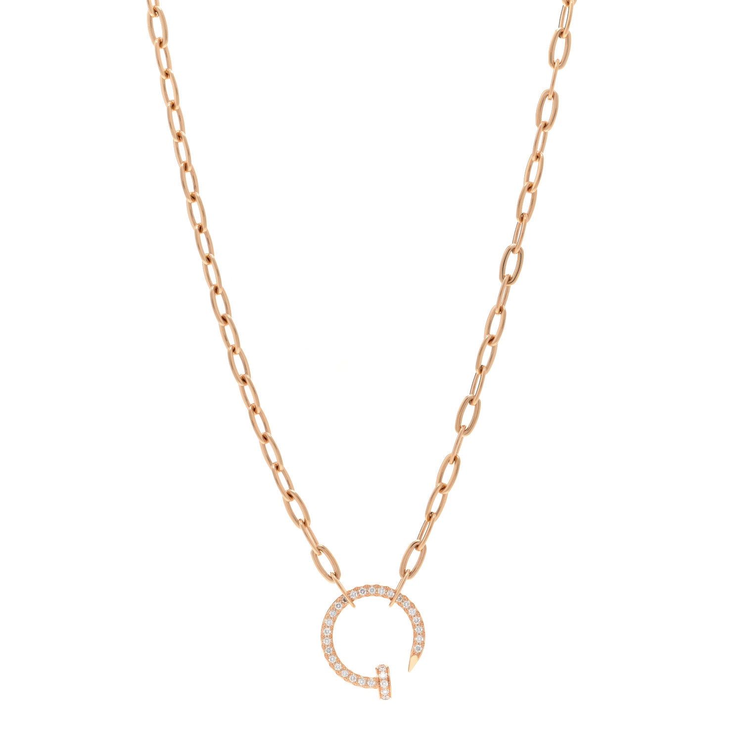 Cartier 18K Pink Gold Diamond Juste Un Clou Chain Necklace 1 of 5