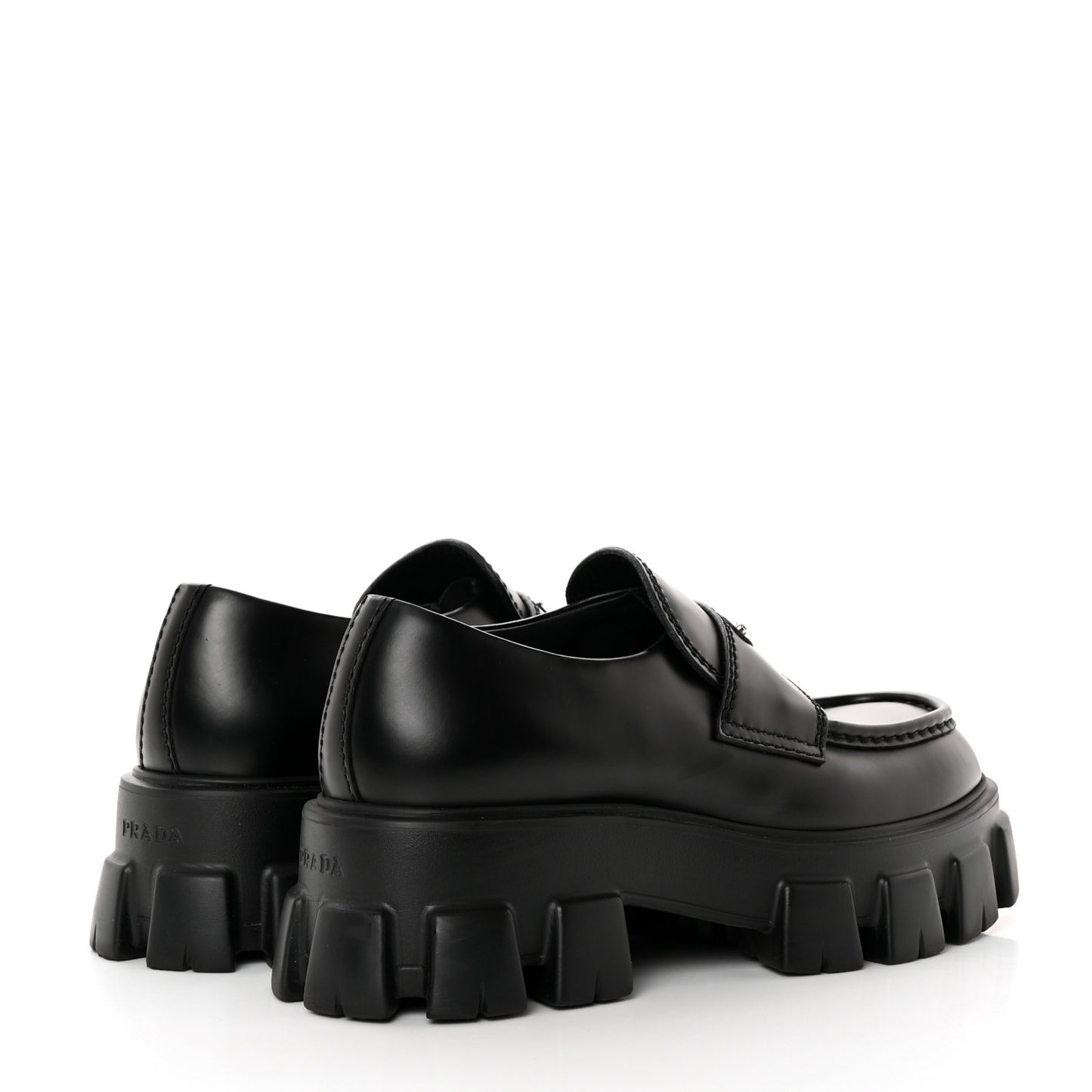 Spazzolato Rois Metal Triangle Logo Mens Monolith 55mm Loafers 6 Black