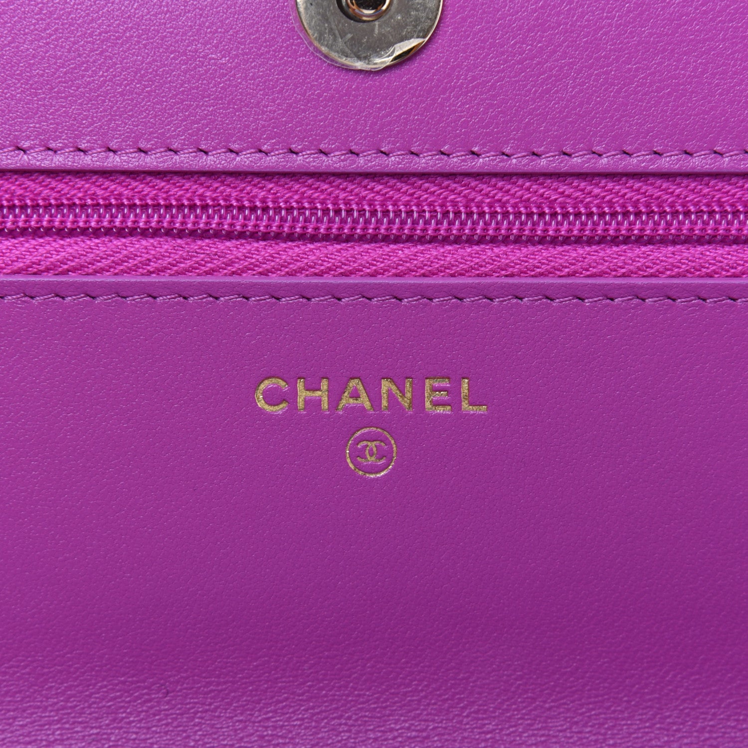 Chanel Lambskin Quilted Wallet On Chain WOC Dark Blue Pink 7 of 16
