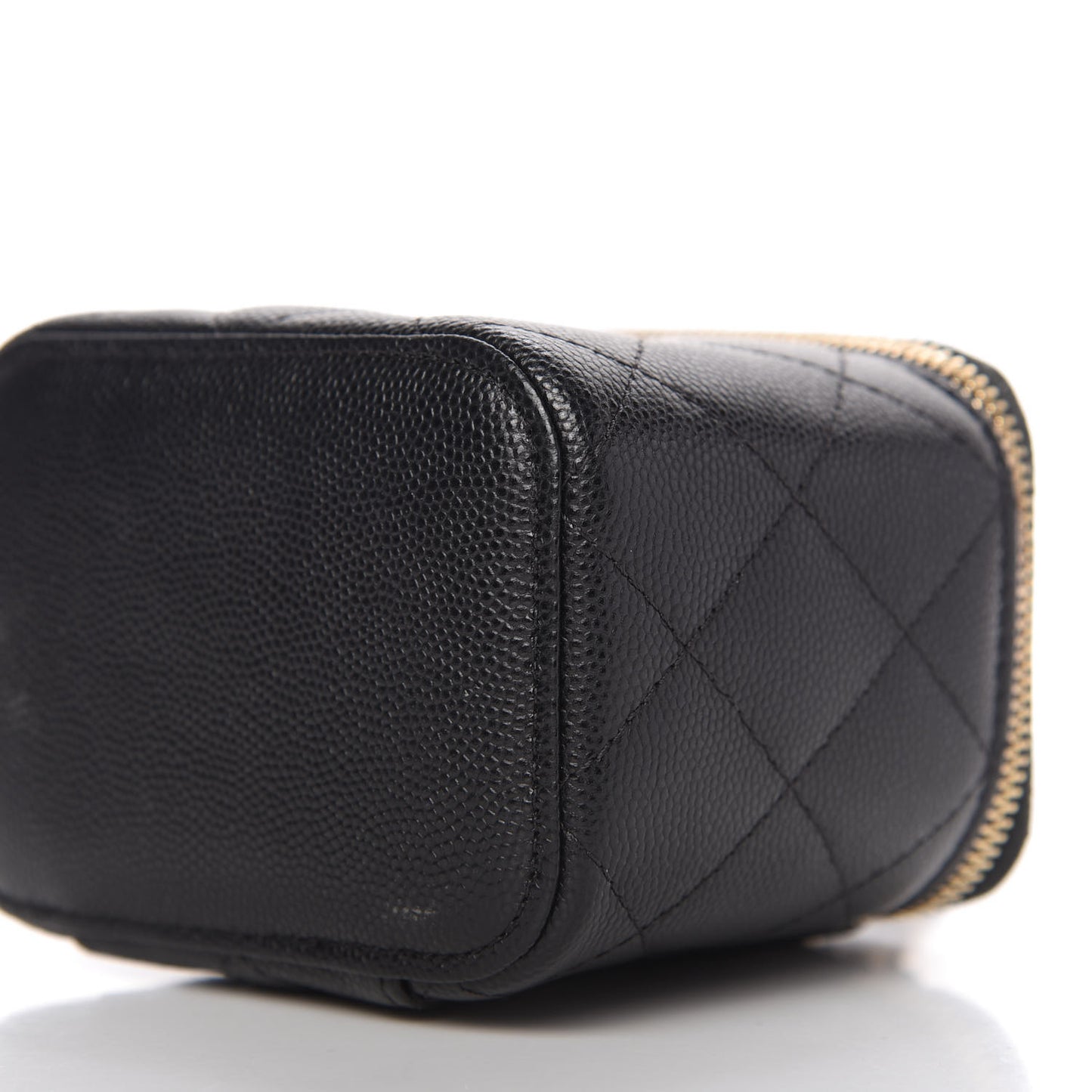 Caviar Quilted Mini Vanity Case With Chain Black