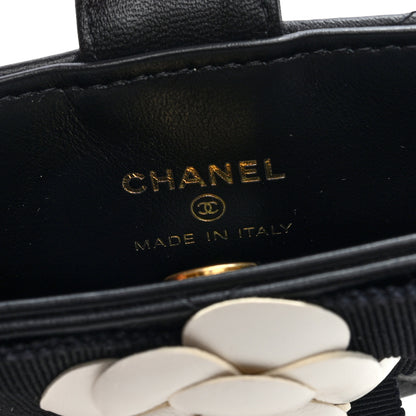 Chanel Lambskin Quilted Round Camellia Mini Clutch Black 6 of 8