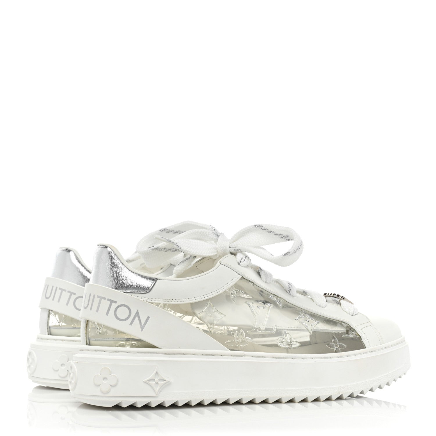 Louis Vuitton Monogram PVC Time Out Sneakers 39 Silver 5 of 9