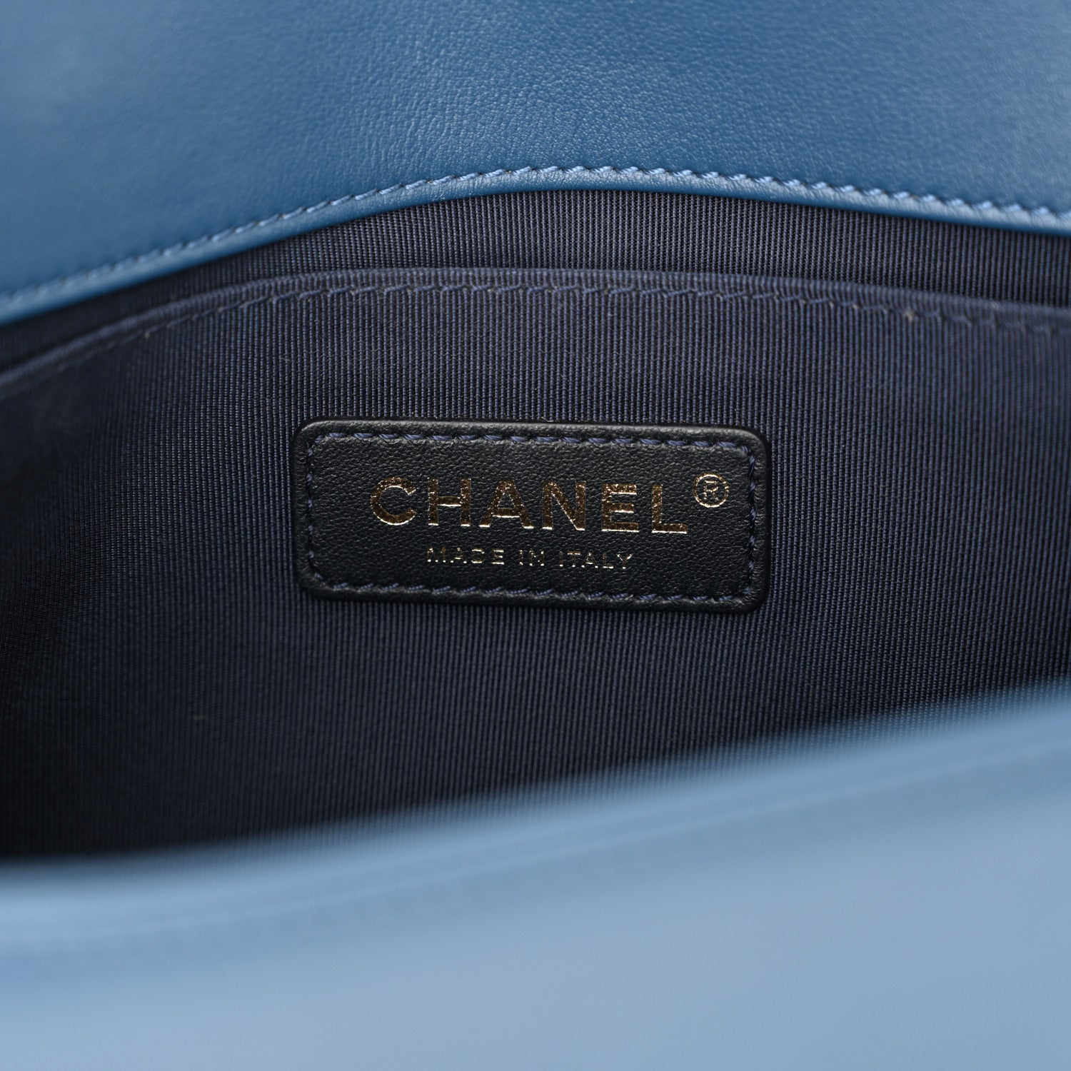 Chanel Lambskin Chevron Quilted Medium Boy Flap Blue 6 of 11