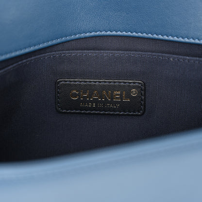 Chanel Lambskin Chevron Quilted Medium Boy Flap Blue 6 of 11