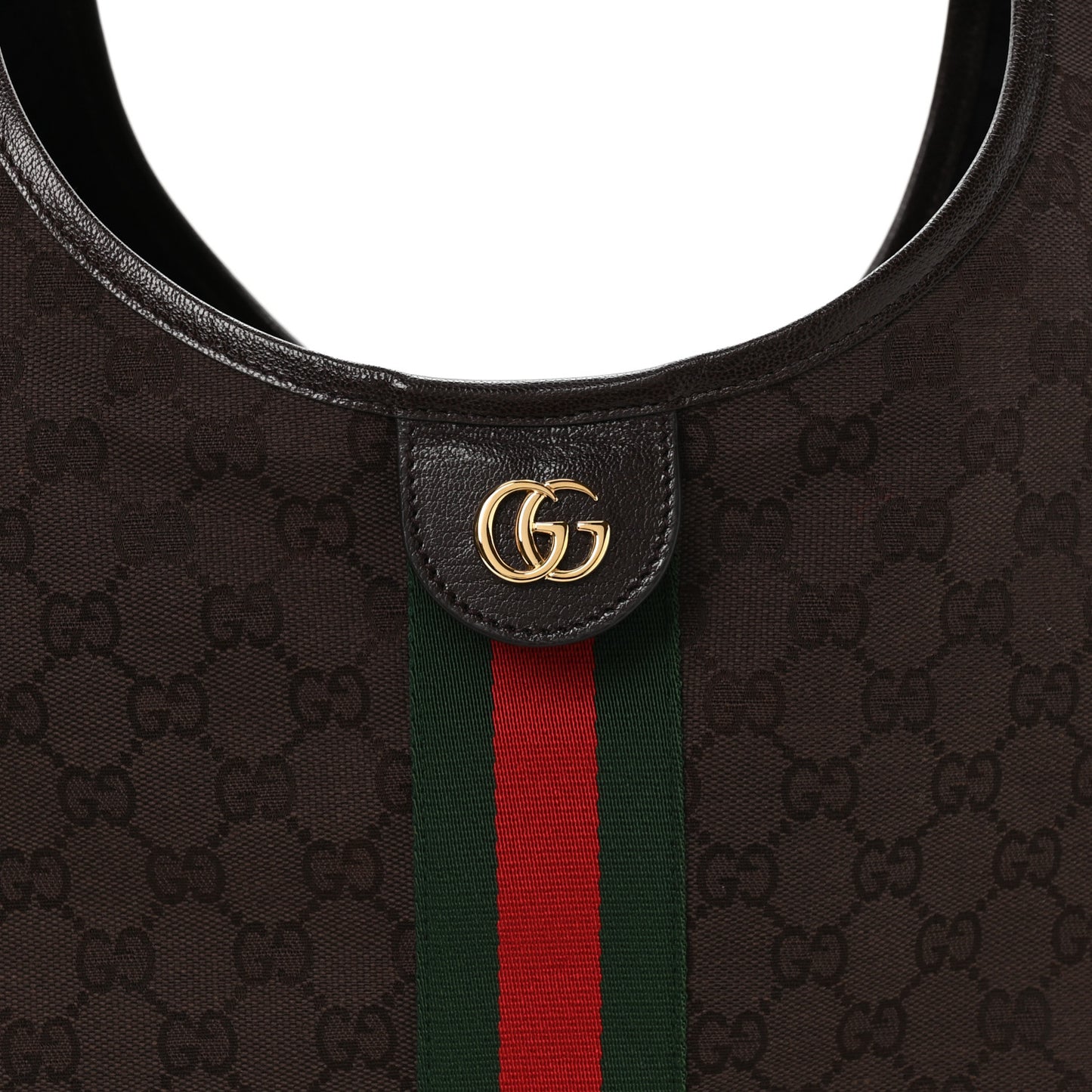 GG Monogram Web Large Giglio Tote Dark Brown