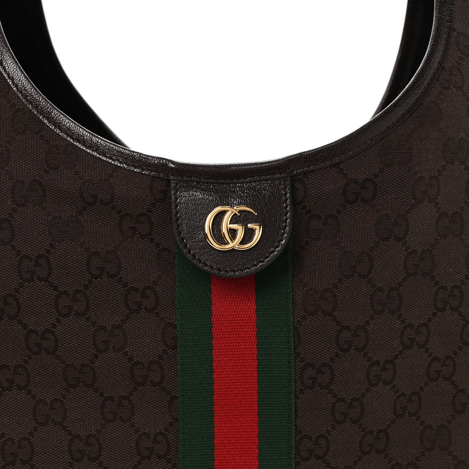 Gucci GG Monogram Web Large Giglio Tote Dark Brown 8 of 10