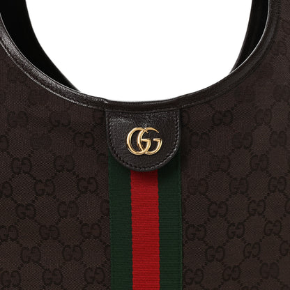 Gucci GG Monogram Web Large Giglio Tote Dark Brown 8 of 10