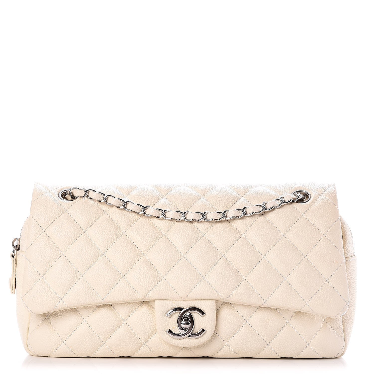Chanel Caviar Quilted Jumbo Easy Flap Dark White 1 of 8