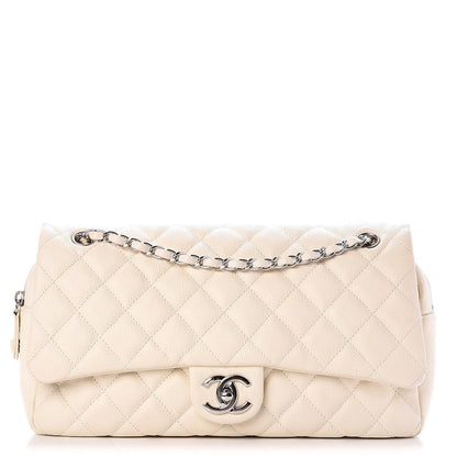 Chanel Caviar Quilted Jumbo Easy Flap Dark White 1 of 8