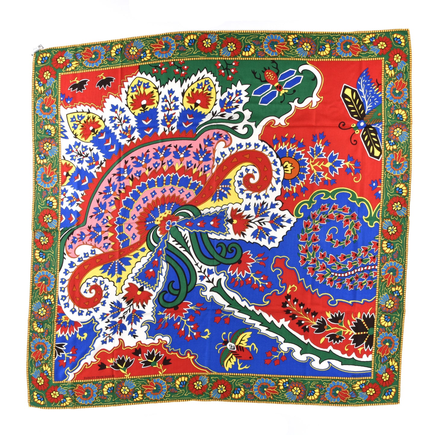 Cashmere Silk Paisley from Paisley Shawl 140 Rouge Bleu Vif Emeraude