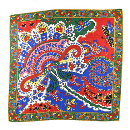Hermes Cashmere Silk Paisley from Paisley Shawl 140 Rouge Bleu Vif Emeraude 1 of 3