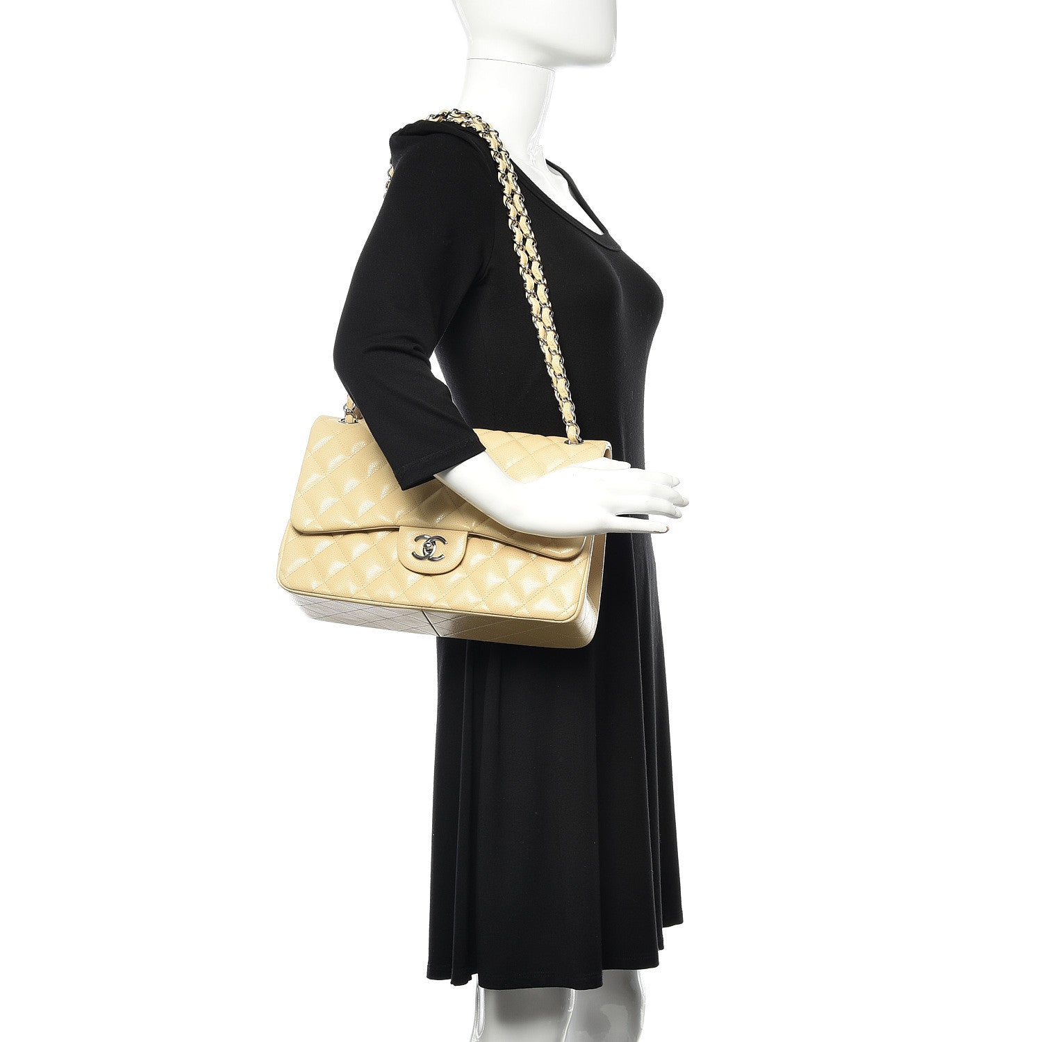 Chanel Caviar Quilted Jumbo Double Flap Beige Clair 2 of 12