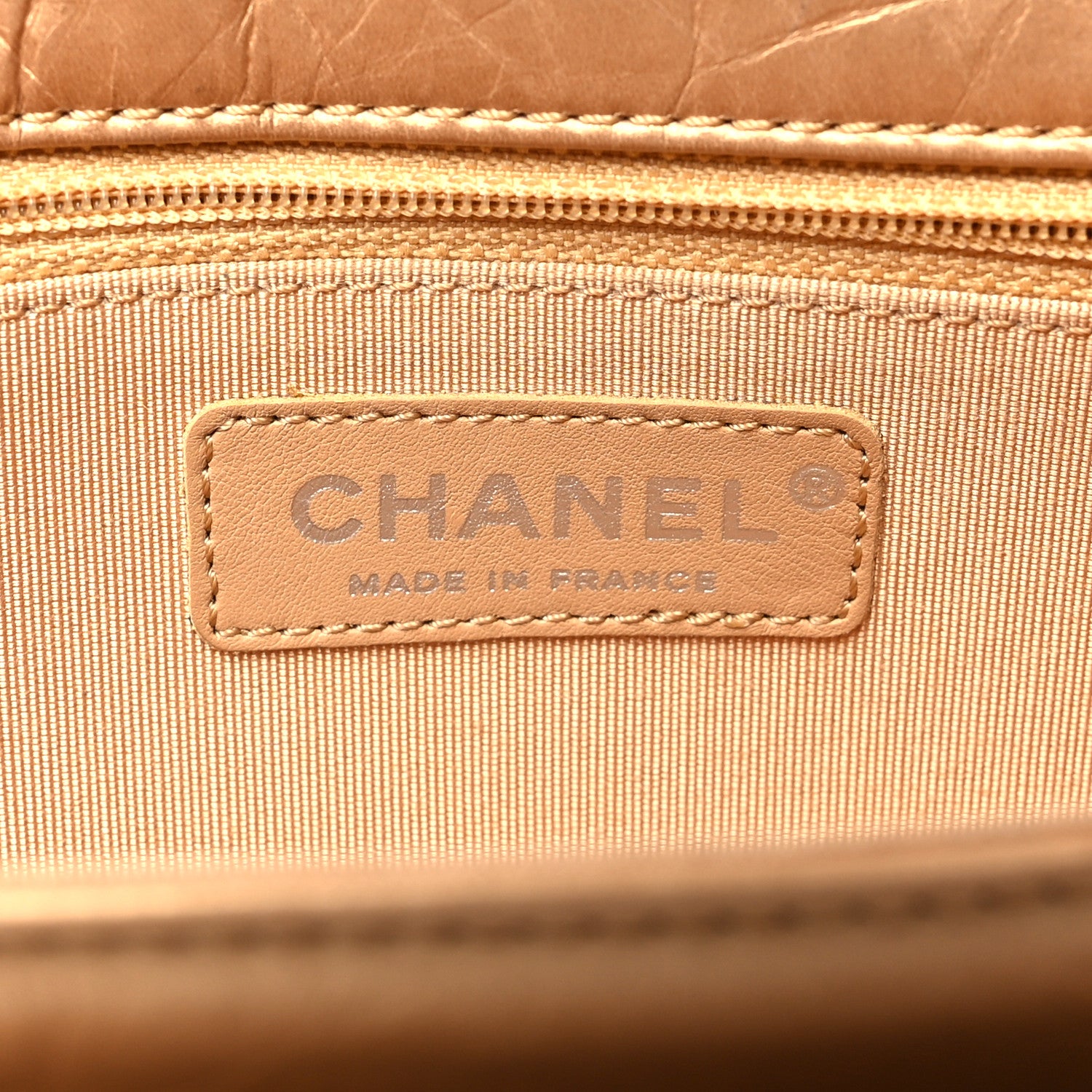 Chanel Metallic Calfskin Chocolate Bar Whipstitch Mademoiselle Flap Beige 6 of 11