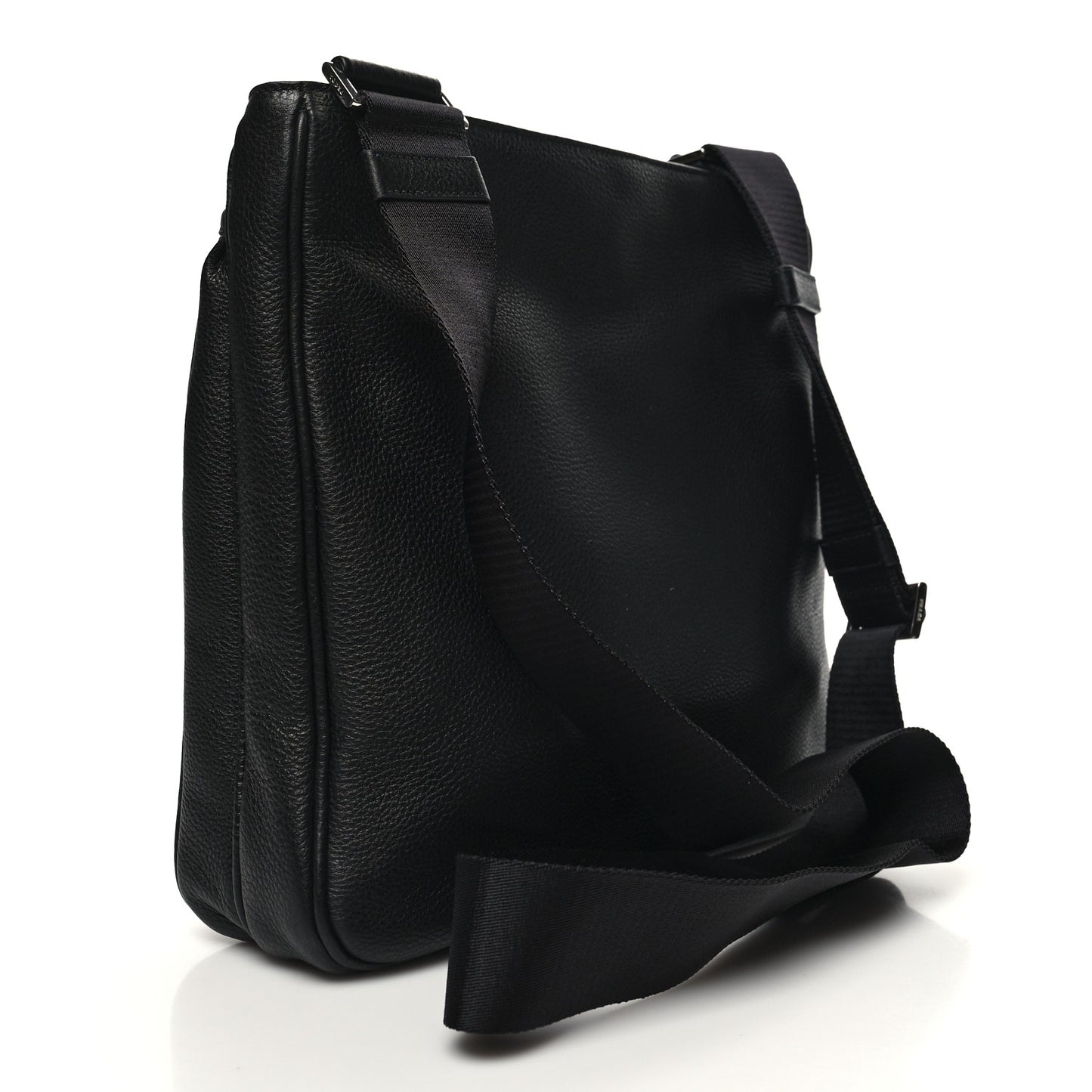Vitello Daino Flat Messenger Bag Black