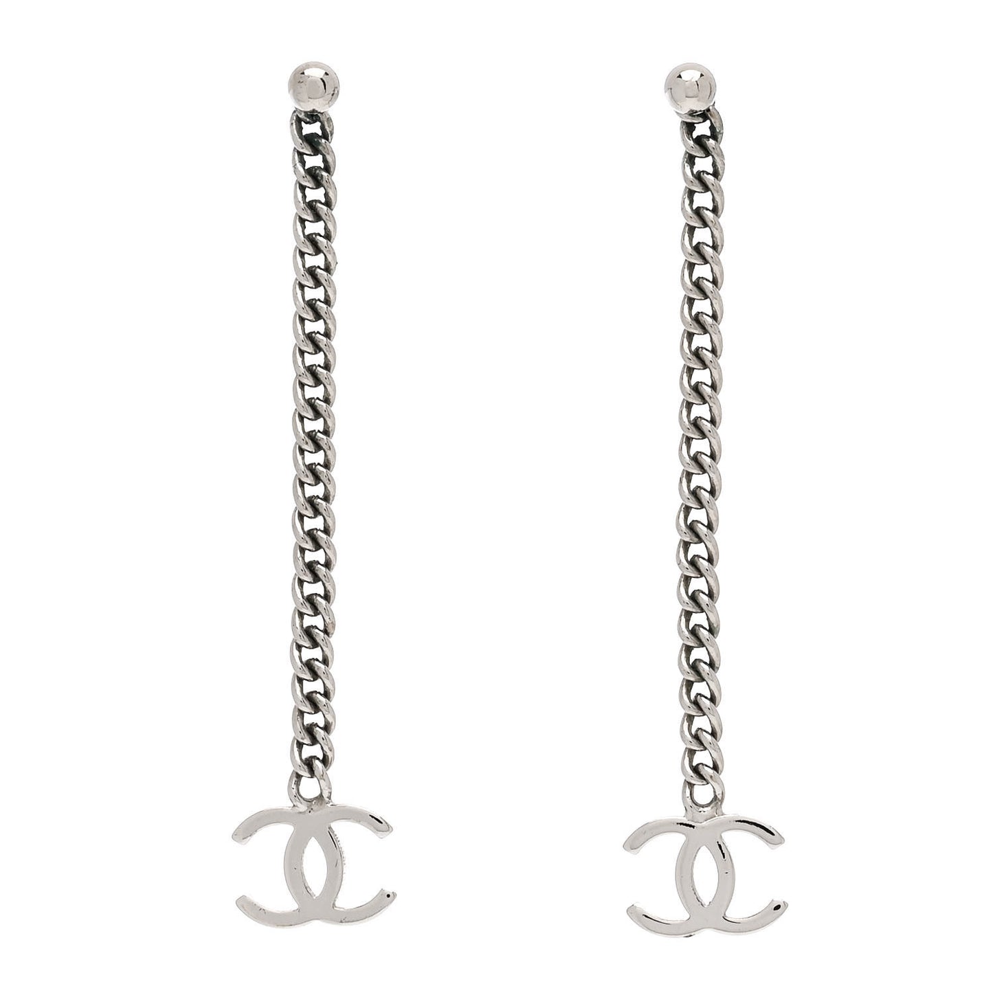 CC Long Drop Earrings Silver