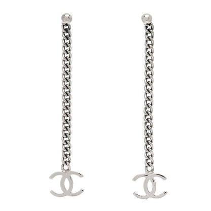 Chanel CC Long Drop Earrings Silver 1 of 4