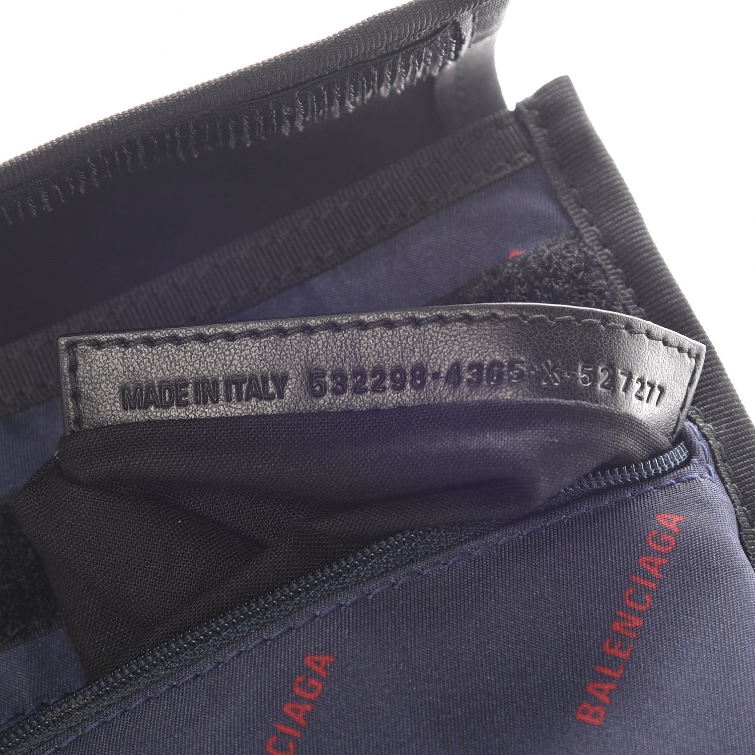 Balenciaga Twill Nylon Allover Logo Small Explorer Pouch with Strap Bleu Canopee Rouge 9 of 9