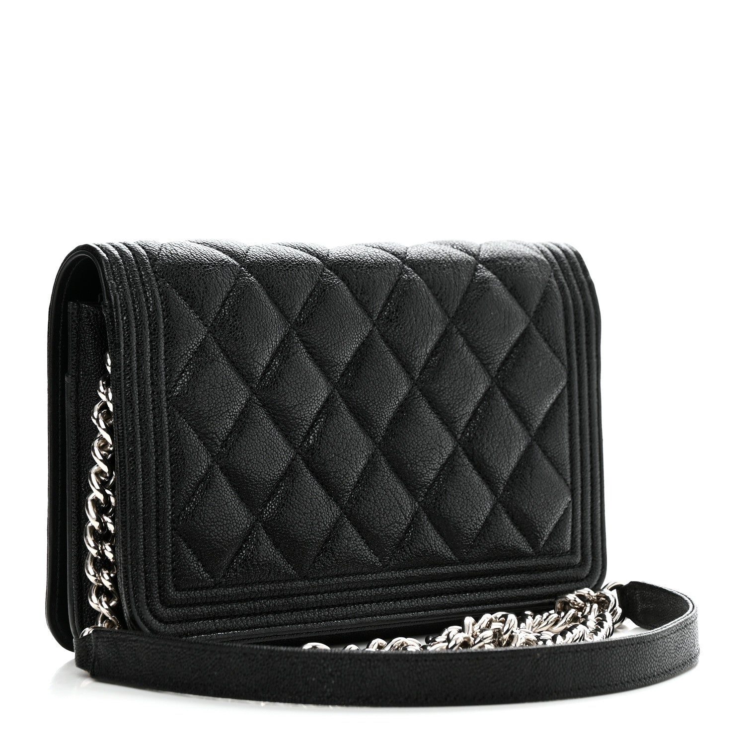 Chanel Caviar Quilted Boy Wallet On Chain WOC Black 3 of 15