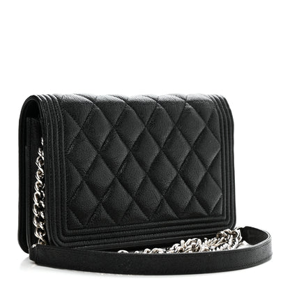 Chanel Caviar Quilted Boy Wallet On Chain WOC Black 3 of 15