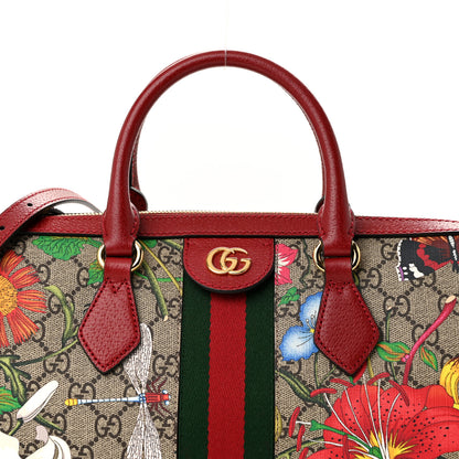 Gucci GG Supreme Monogram Flora Web Medium Ophidia Boston Red 8 of 10