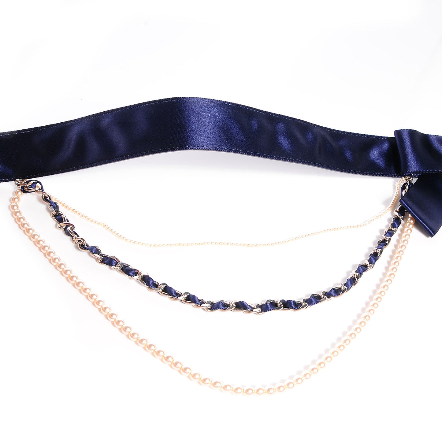 Satin Pearl Bow Belt 80 32 Royal Blue
