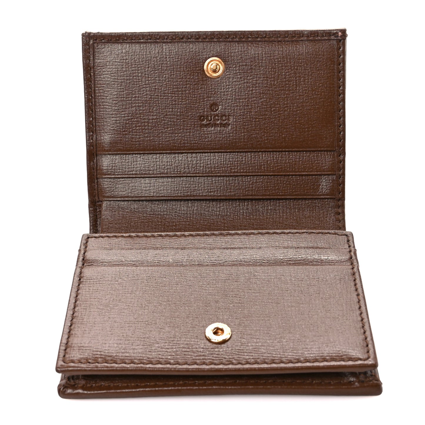 GG Supreme Monogram Horsebit 1955 Card Case Wallet Beige Ebony Brown Sugar