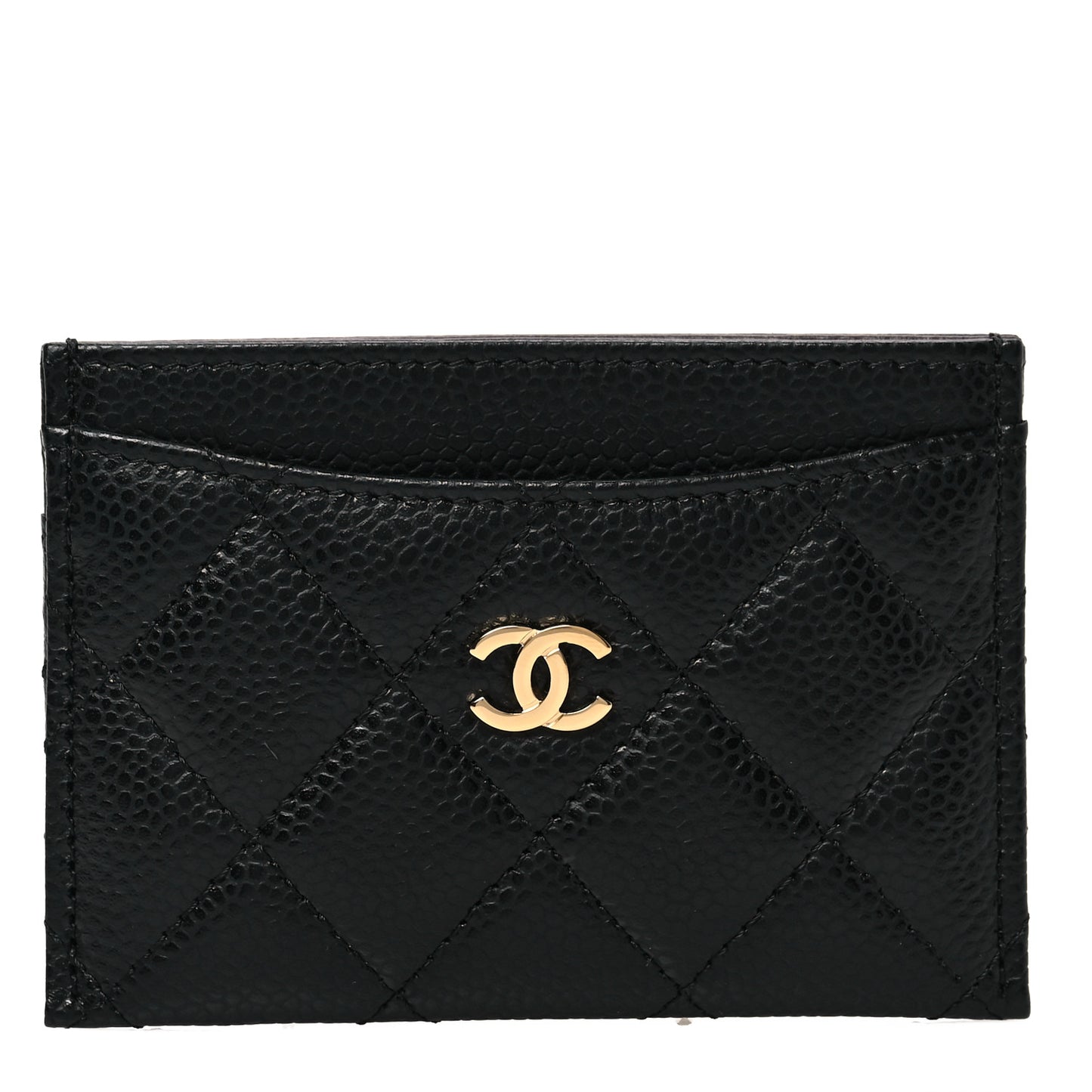 Caviar Quilted Card Holder Black