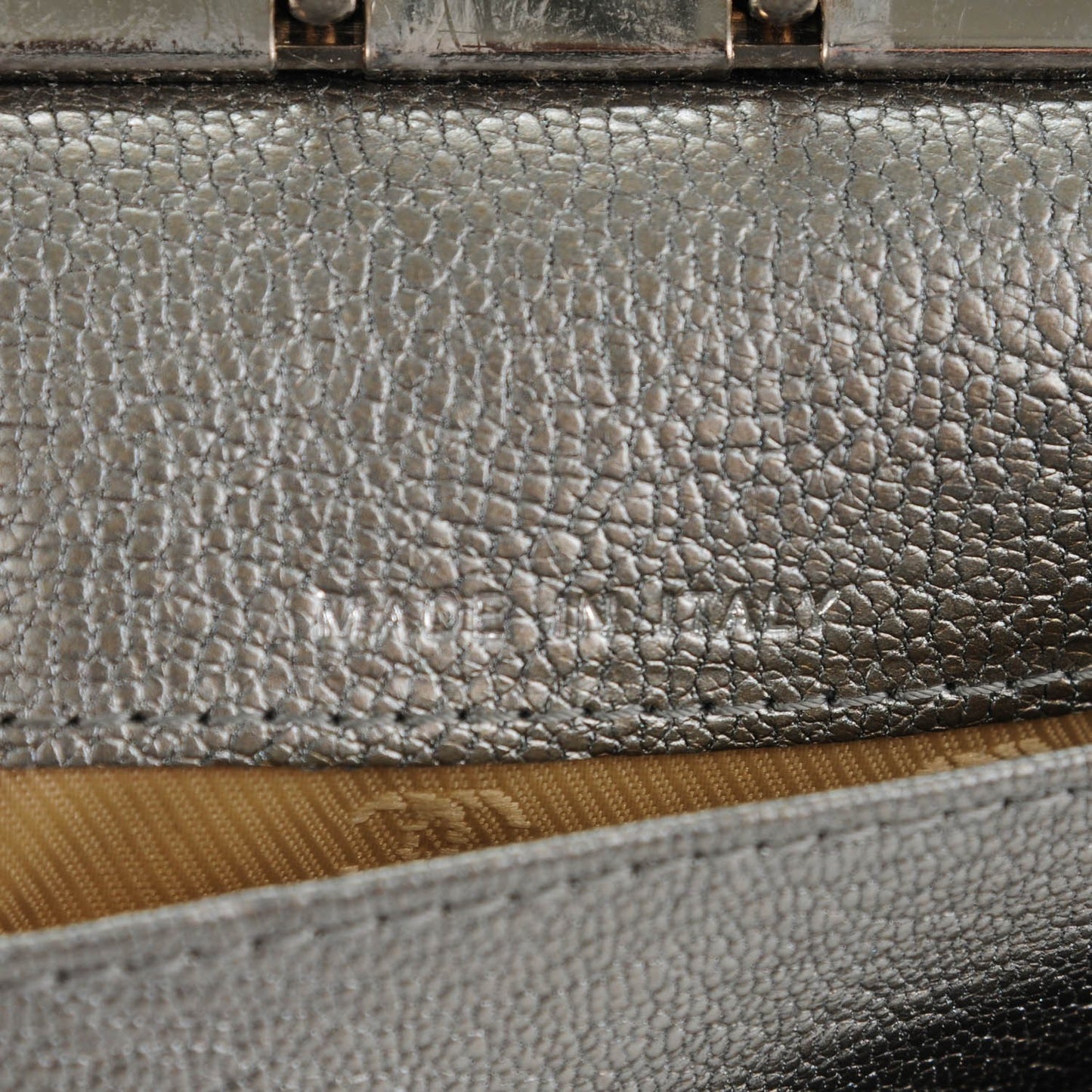 Grained Metallic Calfskin Small CC Pocket Agenda Cover Silver