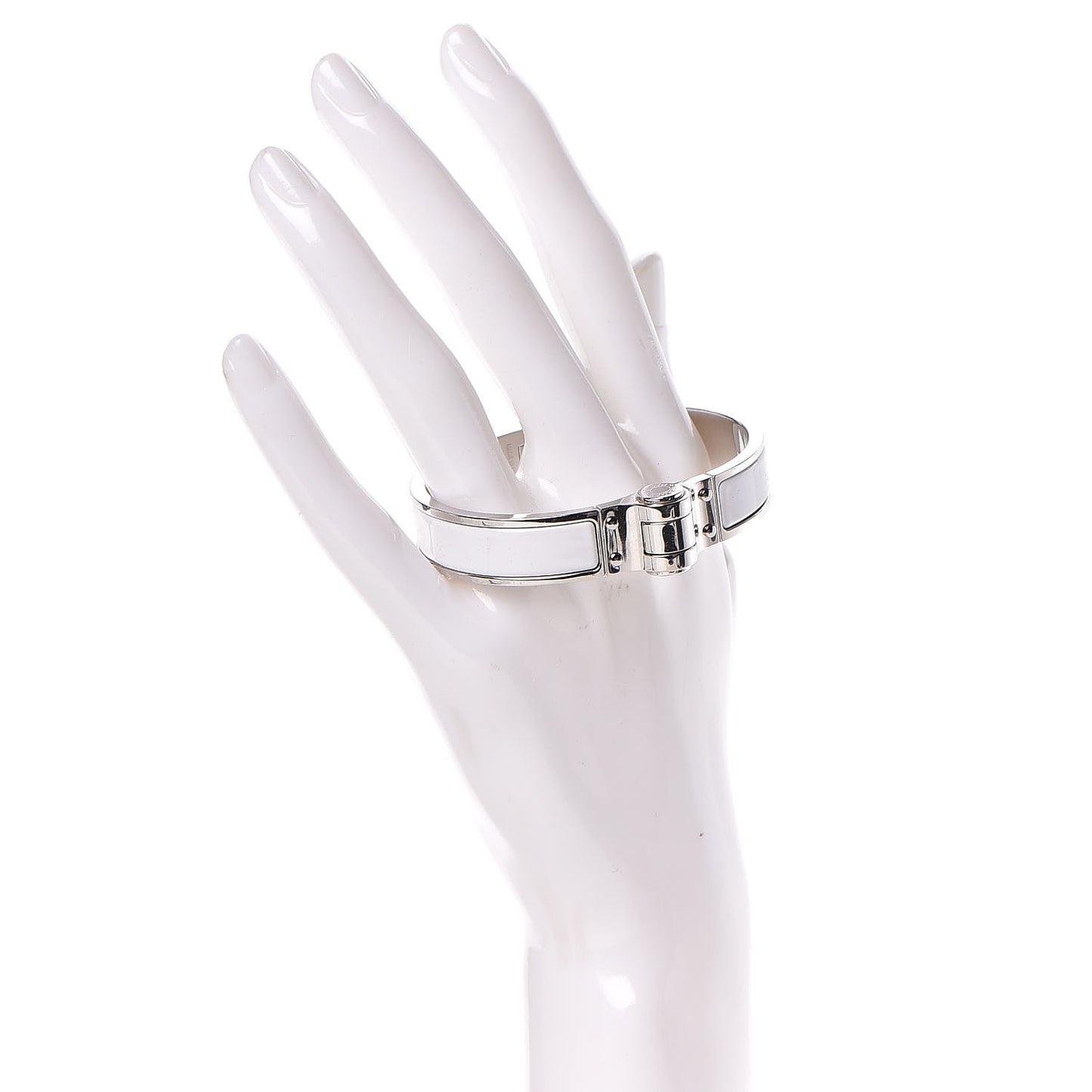 Enamel Charniere Uni Narrow Hinged Bracelet S White