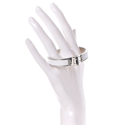 Hermes Enamel Charniere Uni Narrow Hinged Bracelet S White 2 of 5