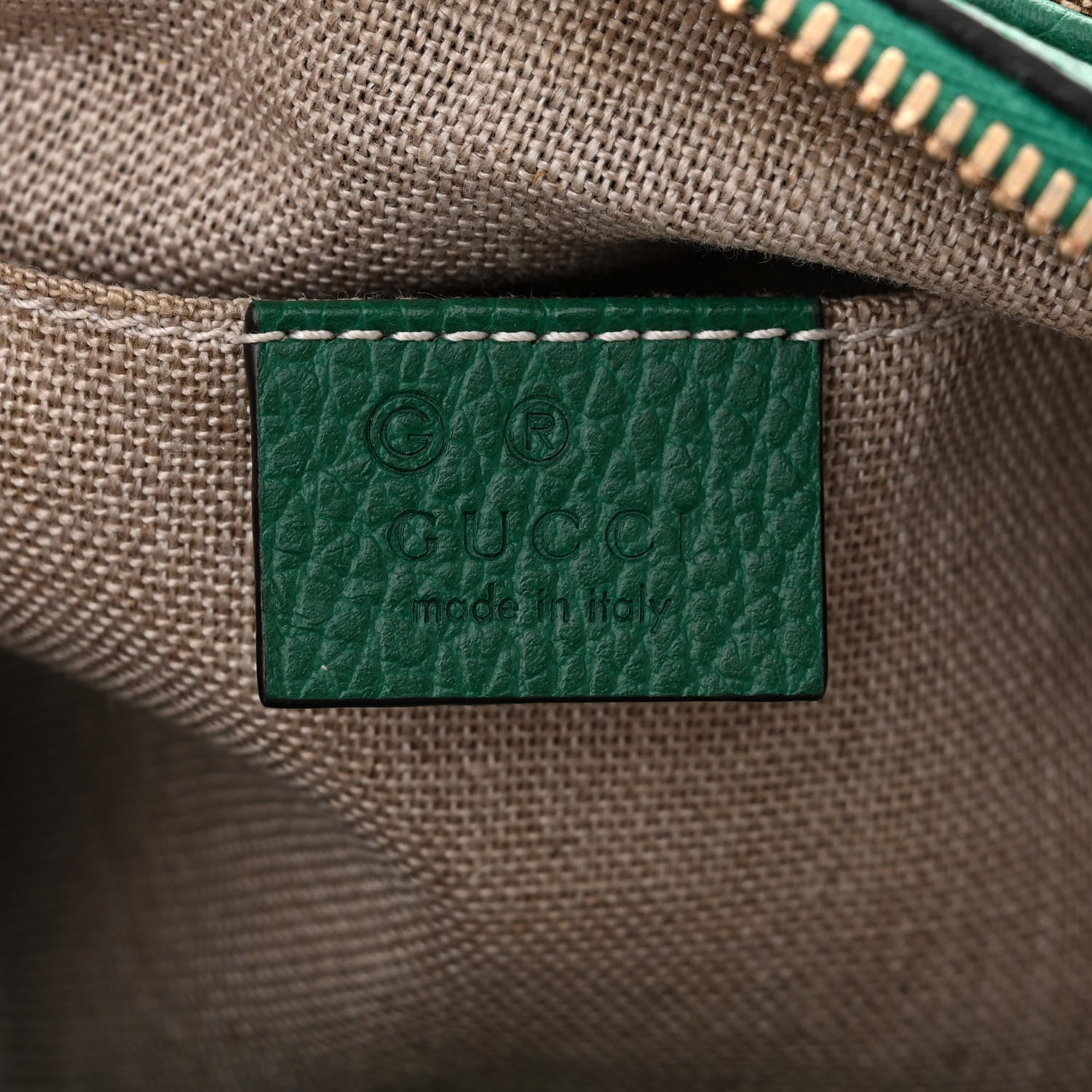 Gucci Monogram Dollar Calfskin Mini Bree Messenger Bag Beige Ebony Emerald 6 of 10