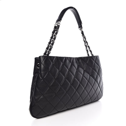 Chanel Caviar Quilted Expandable Zip Shoulder Bag Black 3 of 13