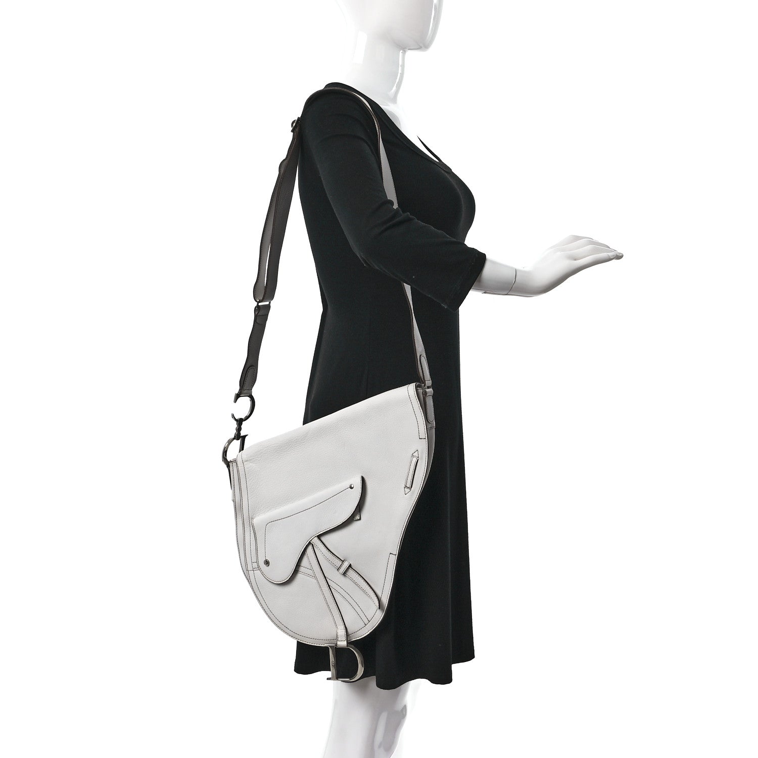 Christian Dior Calfskin Baudrier Saddle Bag White 2 of 16