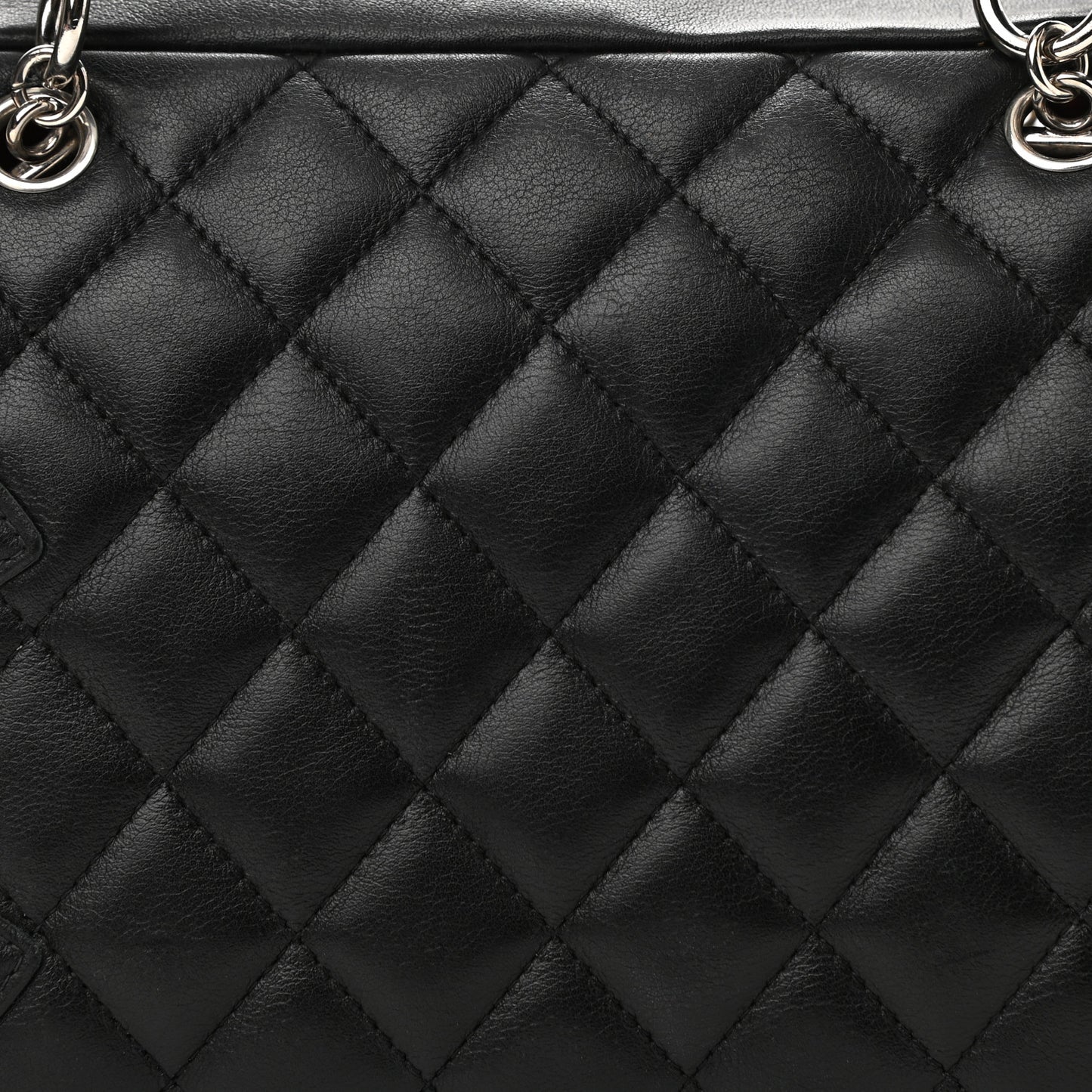 Calfskin Quilted Large Cambon Bowler Black