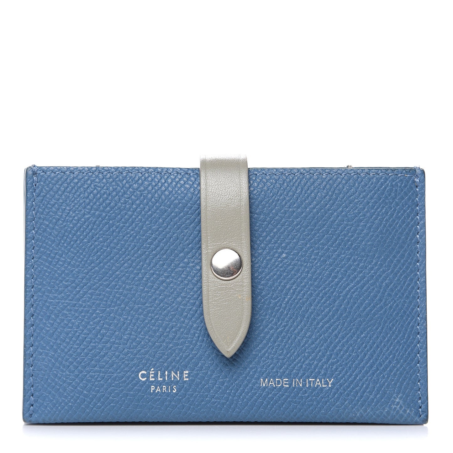 Grained Shiny Calfskin Accordion Card Holder Denim