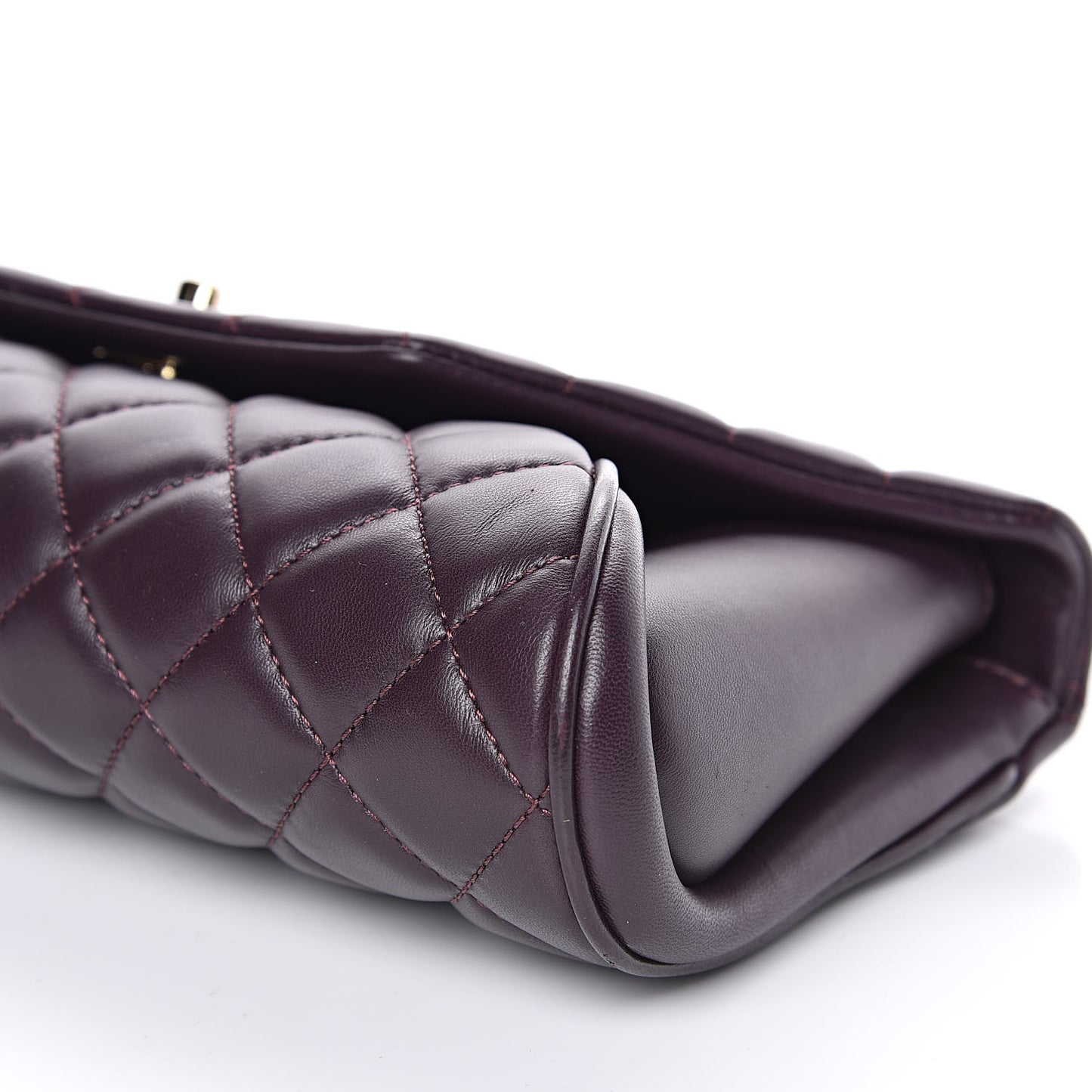 Lambskin Quilted Fold Up Again Clutch Purple