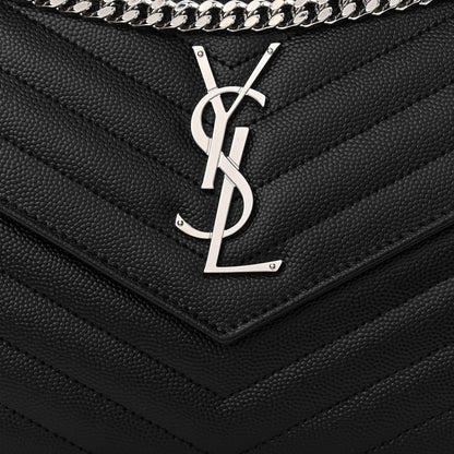Saint Laurent Grain De Poudre Matelasse Chevron Monogram Chain Wallet Black 7 of 9
