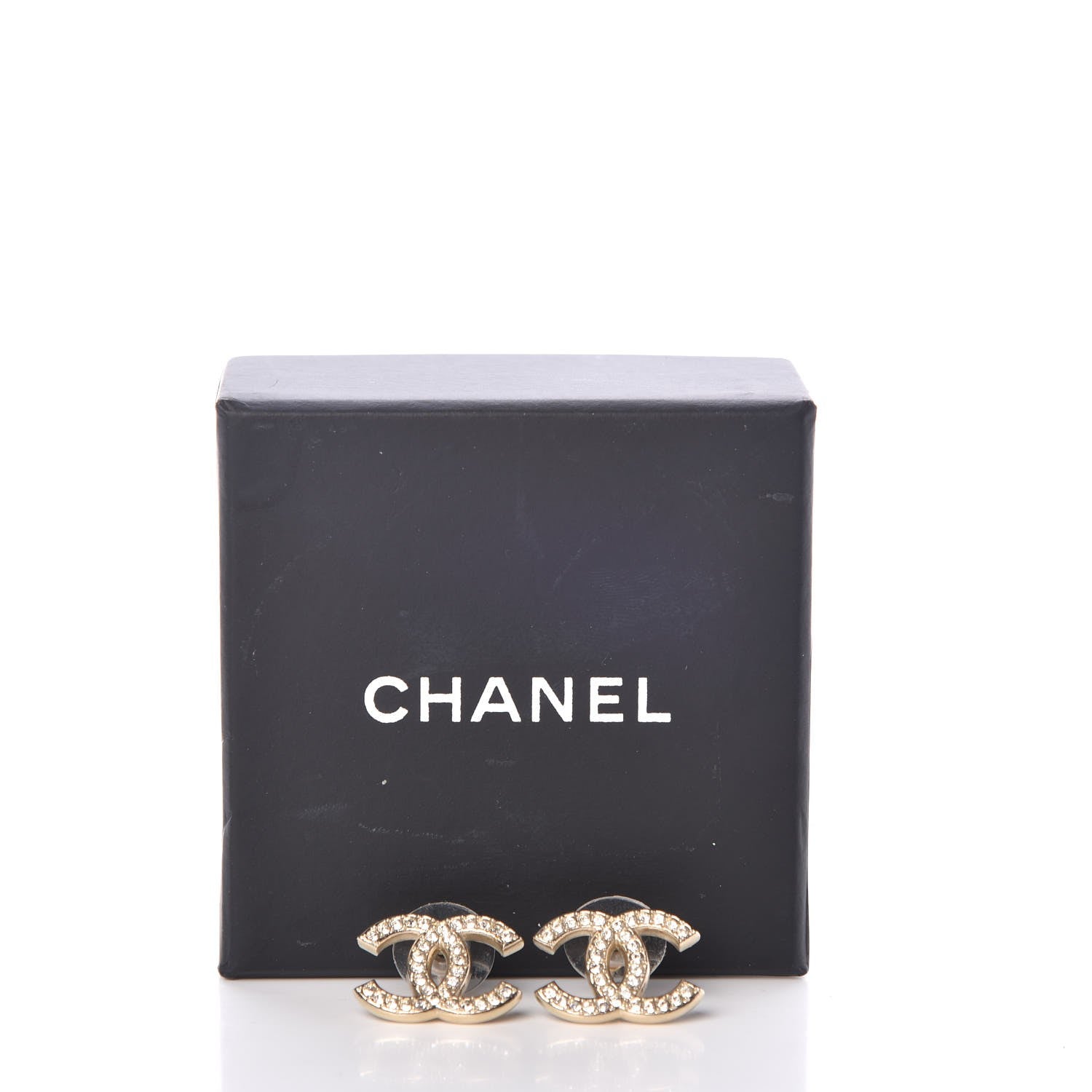 Chanel Crystal CC Earrings Light Gold 5 of 5
