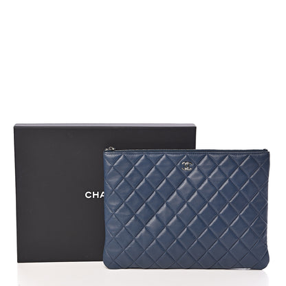 Chanel Lambskin Quilted Medium Cosmetic Case Dark Blue 8 of 8