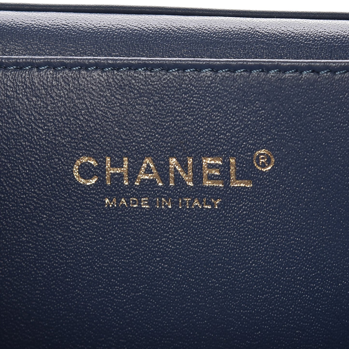 Calfskin Stitched Thin City Flap Dark Blue