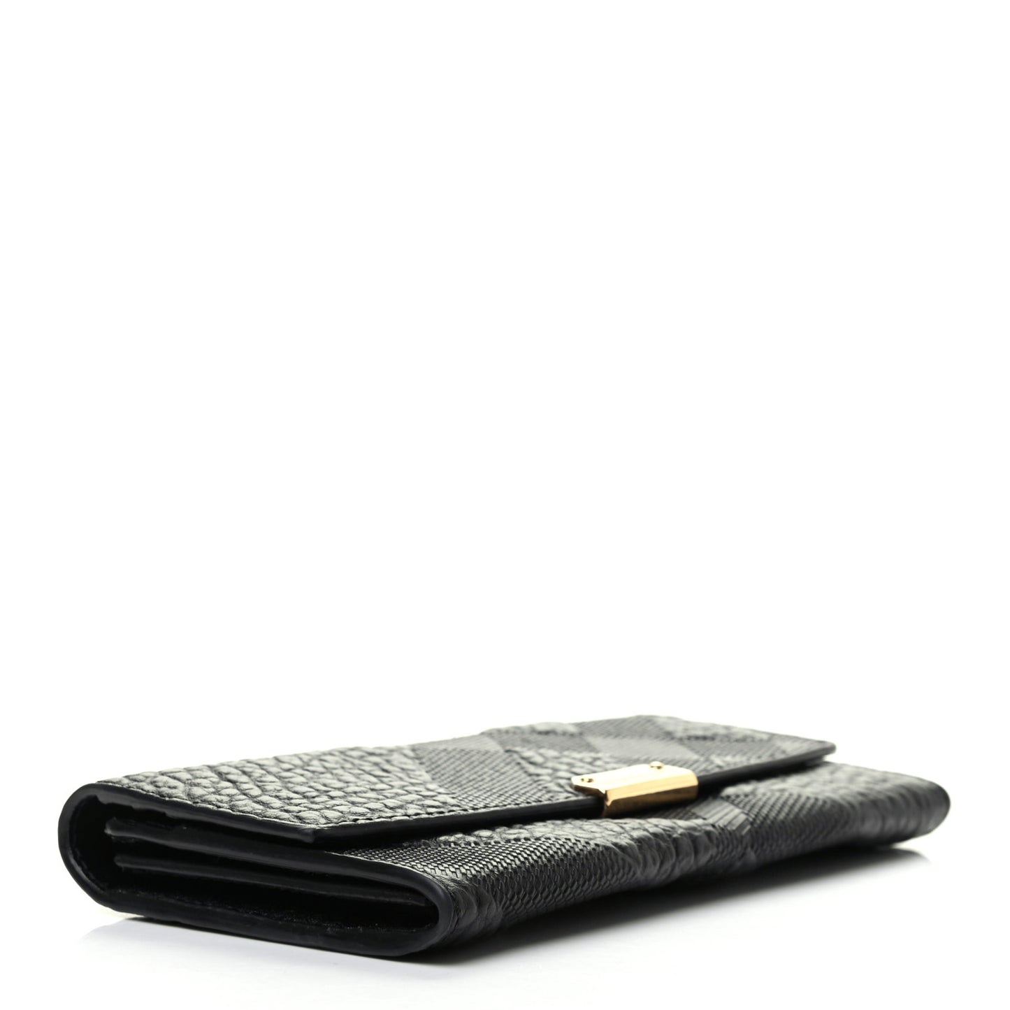 Signature Grain Calfskin Check Embossed Porter Continental Wallet Black