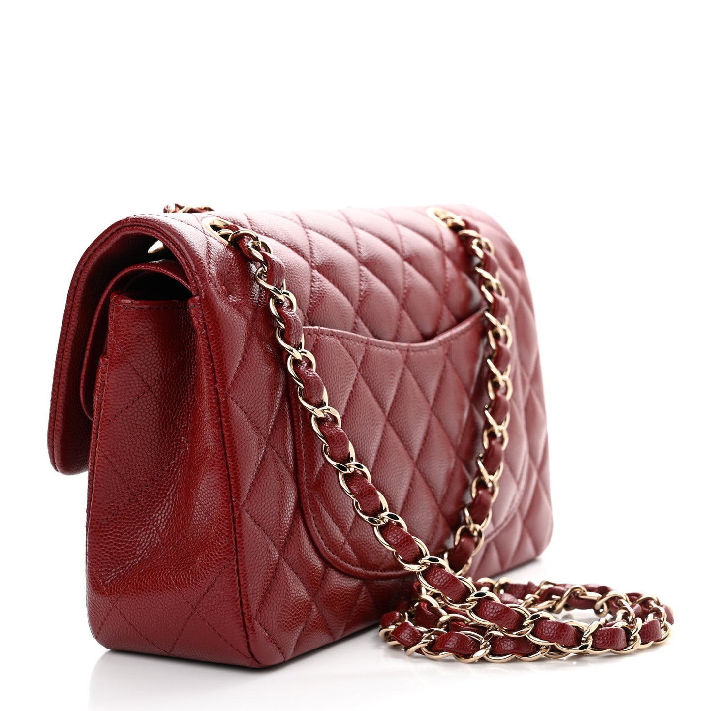 Caviar Quilted Small Double Flap Burgundy