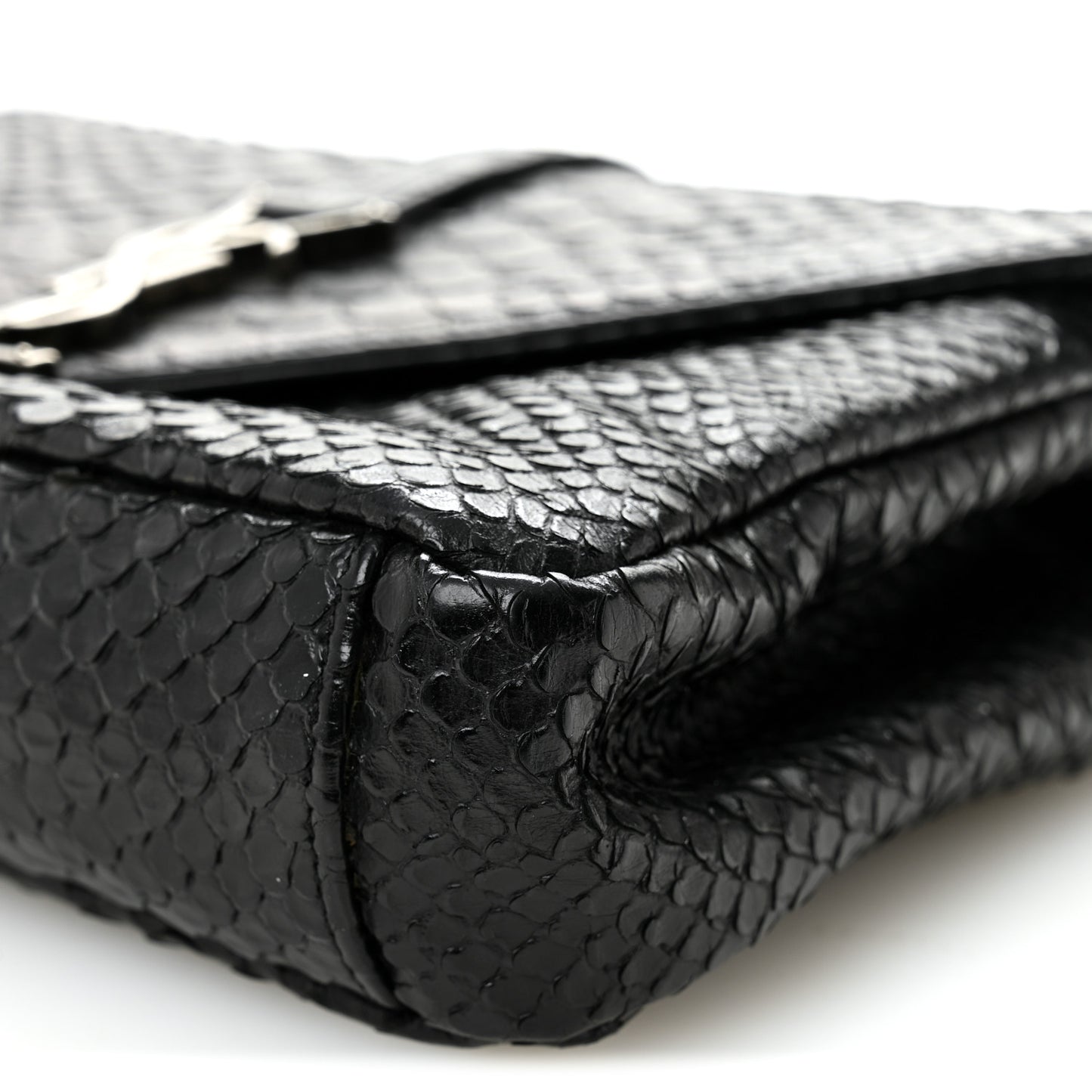 Calfskin Python Embossed Monogram Medium College Bag Black