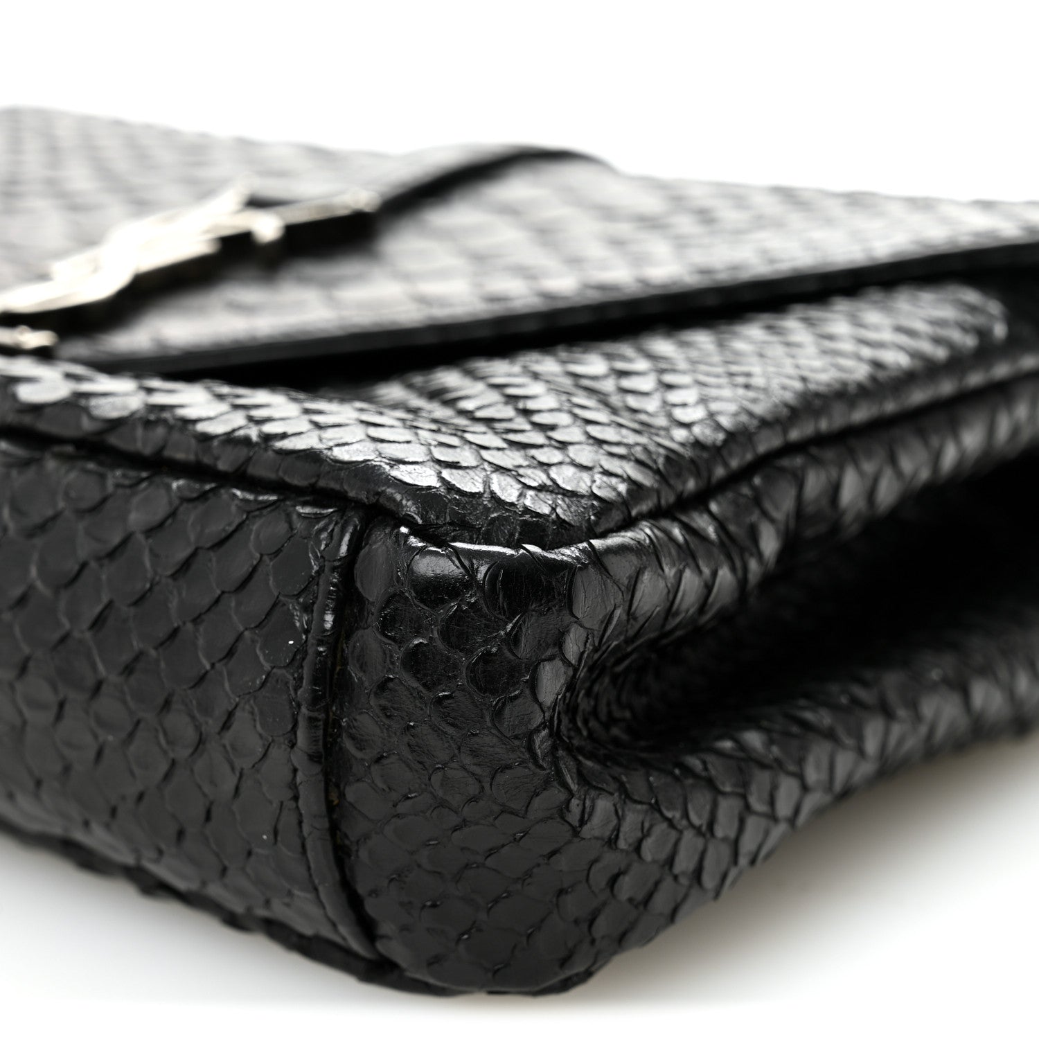 Saint Laurent Calfskin Python Embossed Monogram Medium College Bag Black 9 of 9