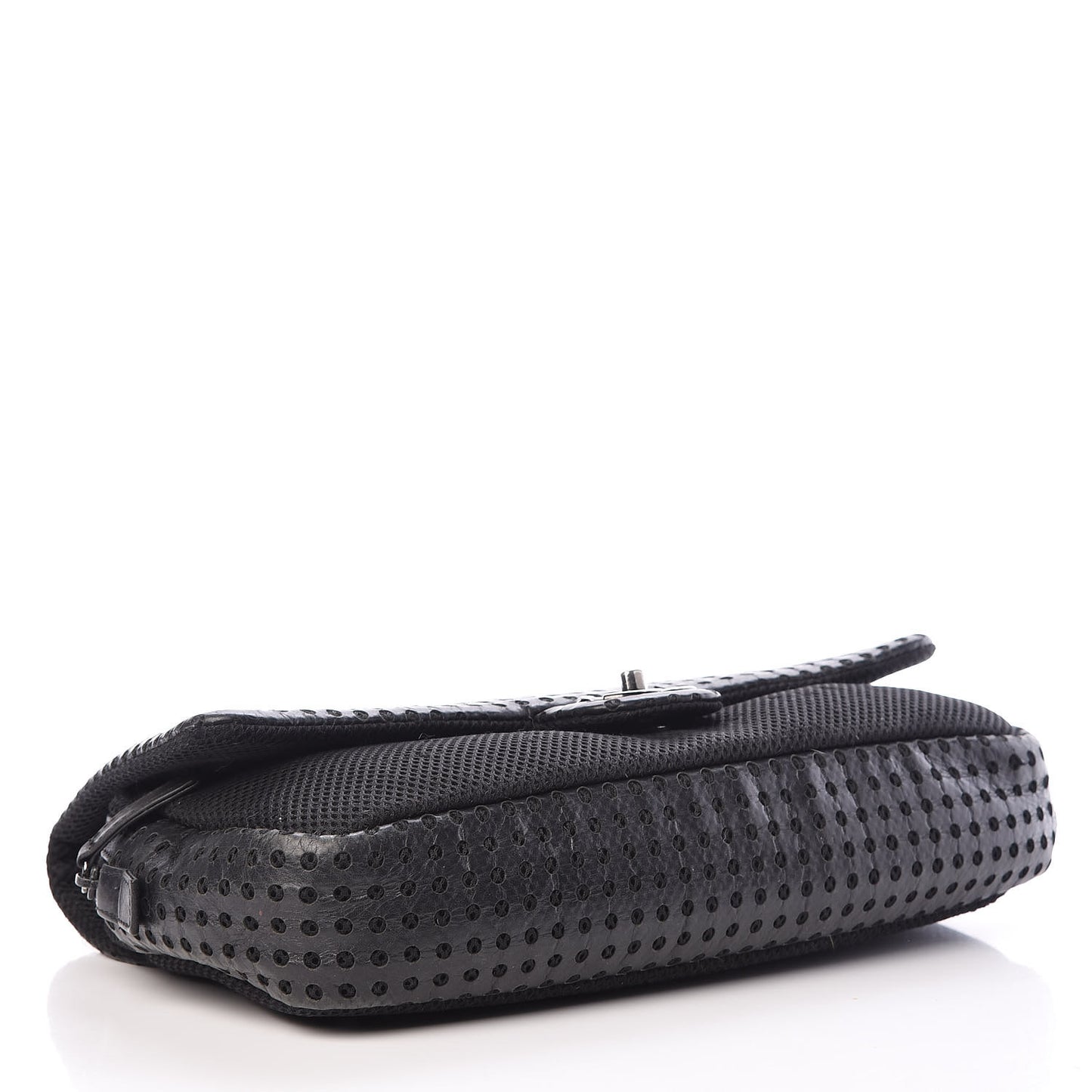 Perforated Lambskin Jumbo Easy Flap Black