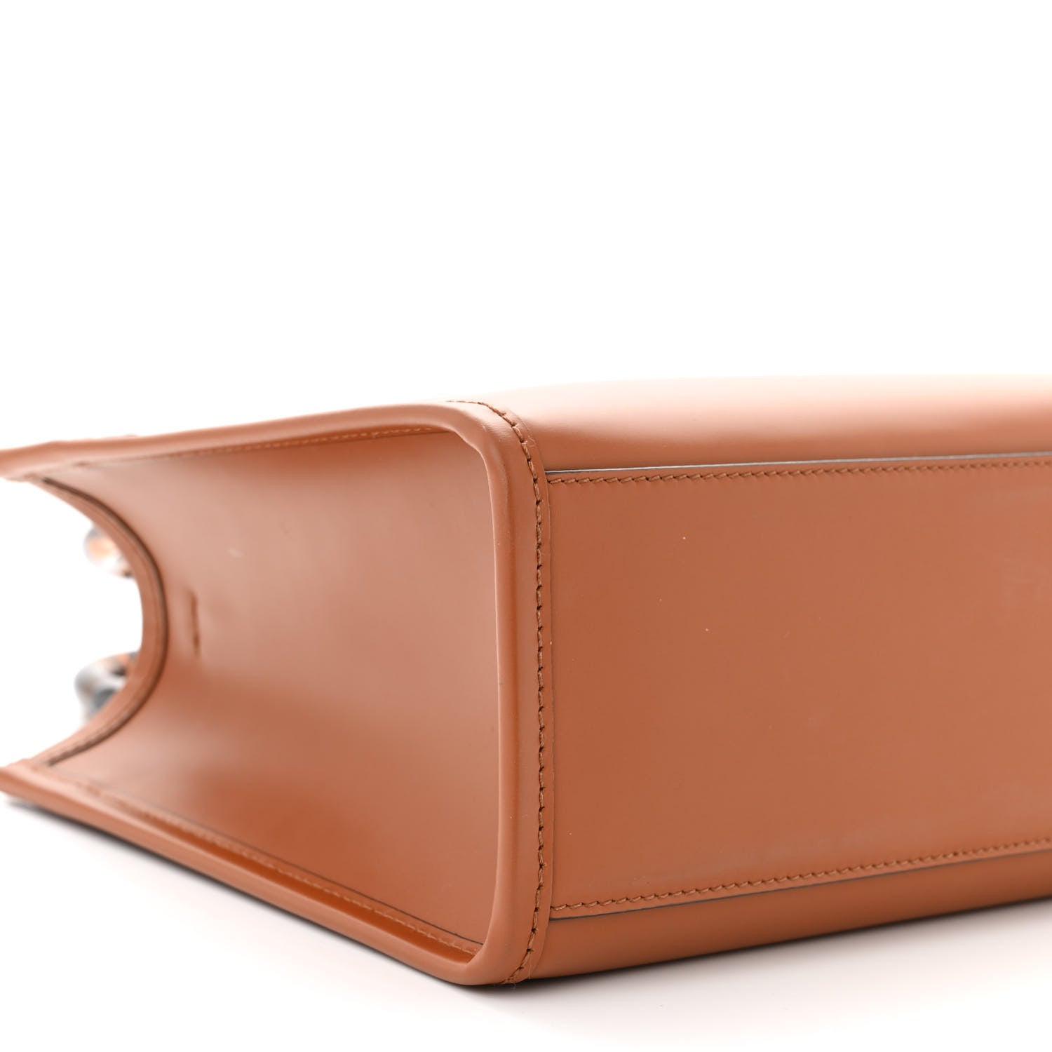 Fendi Vitello King Plexiglass Logo Embossed Small Fendi Sunshine Shopper Tote Cuoio 8 of 9