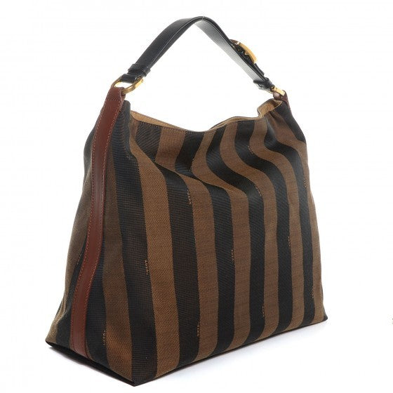 Fendi Pequin Cuoio Vegetale Large Hobo Tobacco Black Cuoio 3 of 10