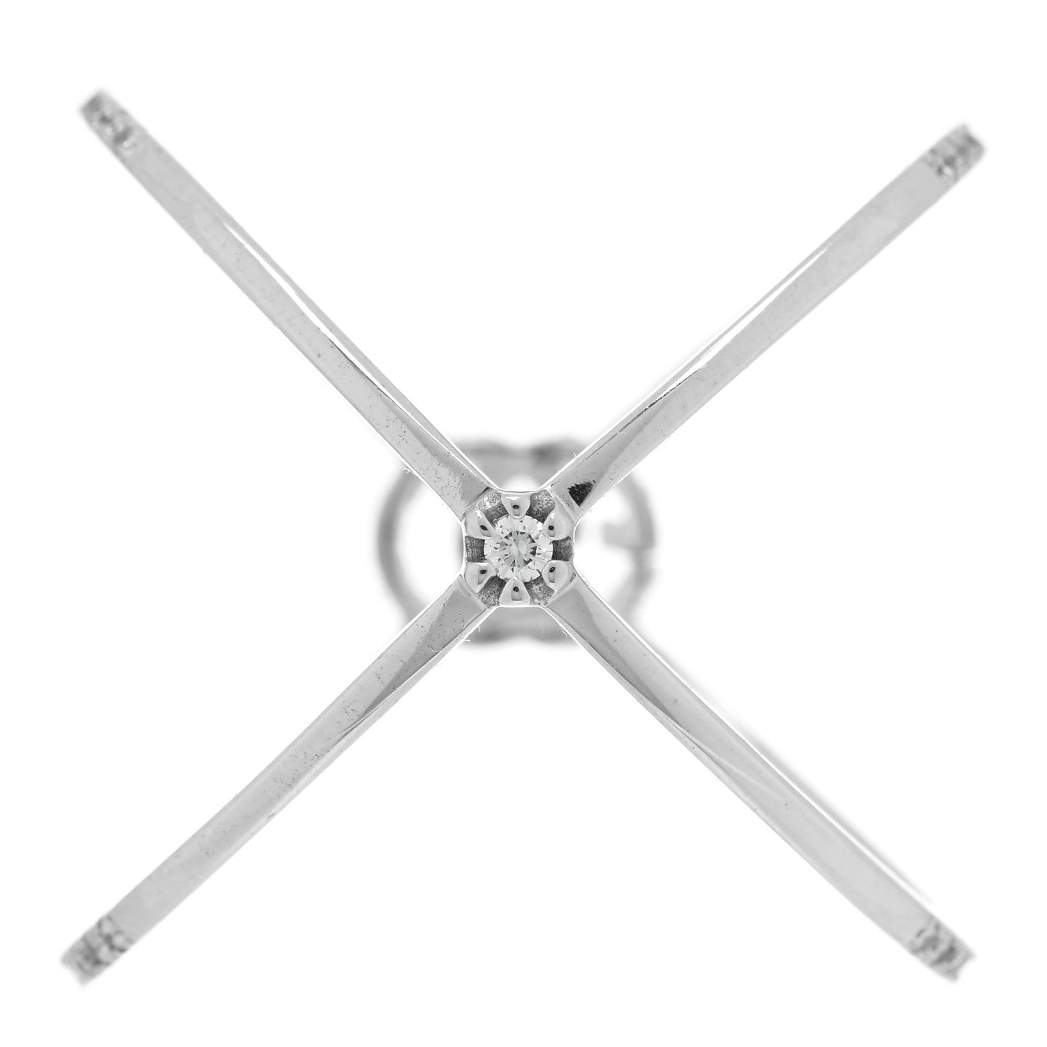 Gucci 18K White Gold Diamond Running G Cross Ring 55 7.25 3 of 4